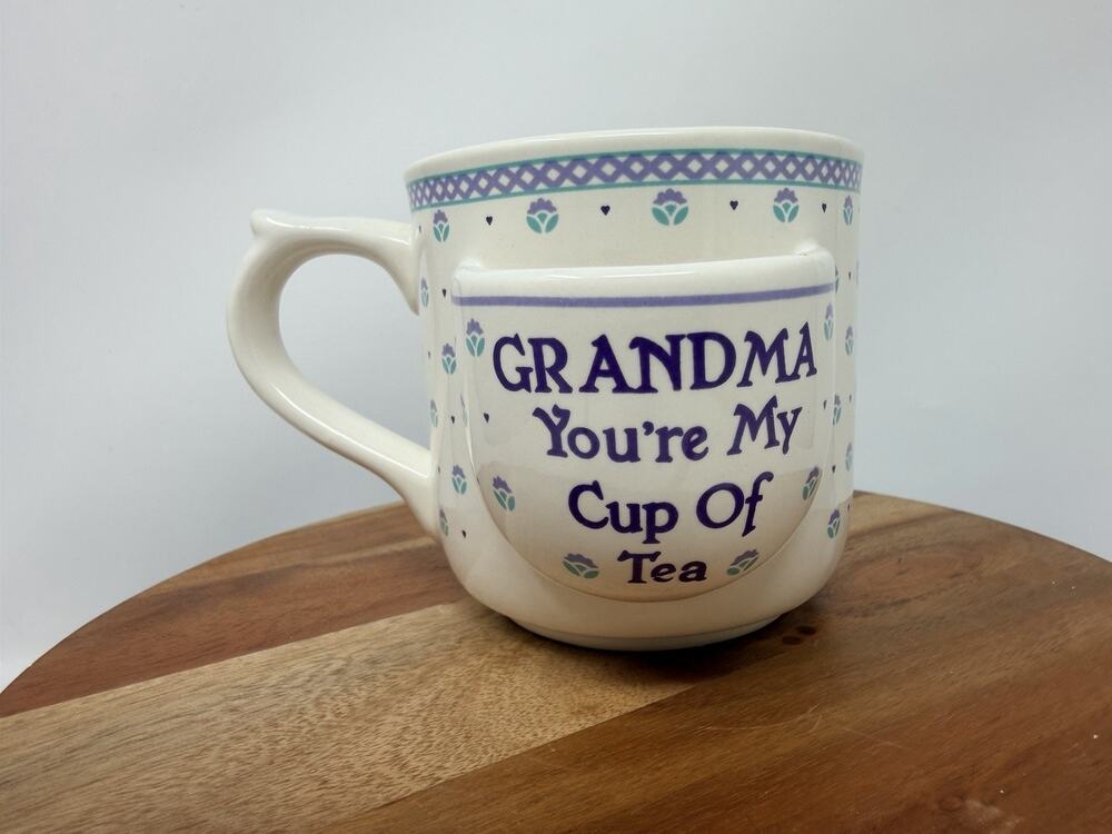 PAPEL Tea Bag Pocket Mug "Grandma You're My Cup of Tea" Ceramic Taiwan Vintage